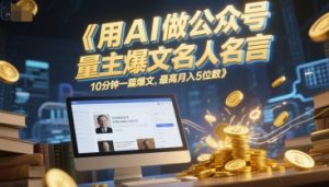 用AI做公众号流量主爆文名人名言,10分钟一篇爆文,最高月入5位数-第一资源库