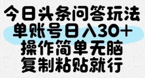 今日头条问答玩法,单账号日入30+,操作简单无脑复制粘贴就行-第一资源库