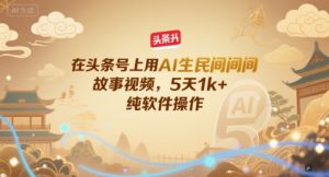在头条号上用AI生民间故事视频，5天1k+，纯软件操作-第一资源库