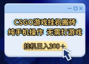 CSGO游戏挂G搬砖,小白纯手机即可操作,不用电脑打游戏,日入3张+,副业网创项目【揭秘】-第一资源库