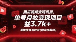 西瓜视频变现项目，单号月收益3.7k+，有播放就有收益(附详细教程)-第一资源库