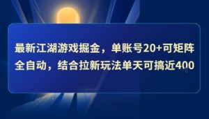 最新江湖游戏掘金,单账号20+可矩阵全自动 ,结合拉新玩法单天可搞4张+【揭秘】-第一资源库