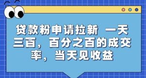 贷款粉申请拉新，一天三张，百分之百的成交率，当天见收益【揭秘】-第一资源库