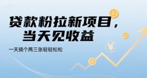 贷款粉拉新项目,当天见收益,一天搞个两三张轻轻松松【揭秘】-第一资源库