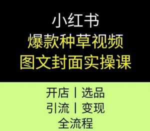 小红书爆款种草视频图文封面实操课，开店、选品、引流、变现全流程-第一资源库