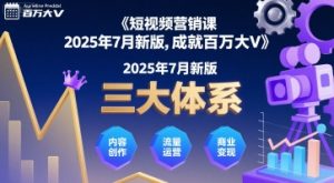 短视频营销课2025年7月新版，三大体系成就百万大V-第一资源库