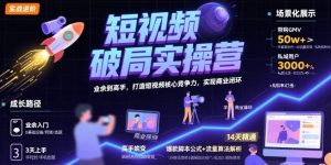 短视频破局实操营,业余到高手,打造短视频核心竞争力,实现商业闭环-第一资源库