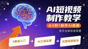 AI短视频制作教学,从0到1制作AI视频-第一资源库