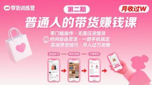 小红书带货第二期训练营，普通人月收过W的带货课，时间自由，零门槛无压货，一部手机即可操作-第一资源库
