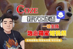 COZE扣子工作流一键生成治愈萌究短视频,保姆级教程-智能体搭建-项目实操-第一资源库