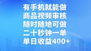有手机就能做，商品视频审核，随时随地可做，二十秒钟一单，单日收益【揭秘】-第一资源库