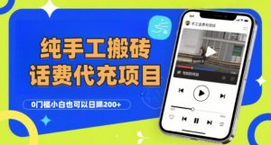 纯“手工搬砖”话费会员代充项目，零门槛小白也可以日入2张+，工作室可以复制扩大-第一资源库