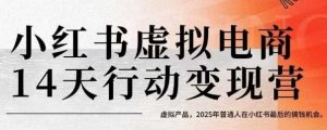小红书虚拟电商14天变现训练营，虚拟产品，2025年普通人在小红书最后的搞钱机会（更新）-第一资源库