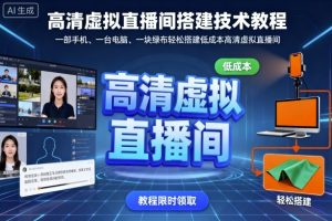 高清虚拟直播间搭建技术教程，一部手机、一台电脑、一块绿布轻松搭建低成本高清虚拟直播间-第一资源库