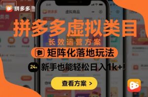 拼多多虚拟类目长效运营方案:矩阵化落地玩法,新手也能轻松日入1k+-第一资源库