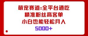 萌宠赛道，全平台通吃，精准粉丝高客单，小白也能轻松月入5k-第一资源库