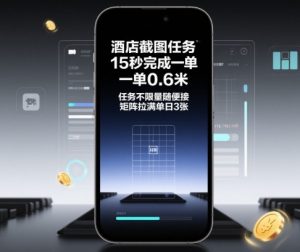 酒店截图任务,15秒完成一单,一单0.6米,任务不限量随便接,矩阵拉满单日3张【揭秘】-第一资源库
