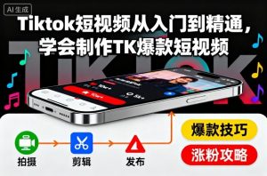Tiktok短视频从入门到精通,学会制作TK爆款短视频-第一资源库