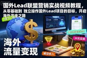 国外Lead联盟营销实战视频教程,从零基础到独立操作国外Lead项目的目标,开启海外淘金之路-第一资源库