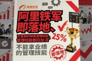 阿里铁军即落地、可复制的销售管理技能，不能拿业绩的管理技能都在扯淡-第一资源库