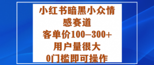 小红书暗黑小众情感赛道,客单价100-300+用户量很大,0门槛即可操作-第一资源库