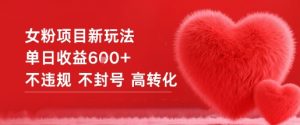 女粉项目新玩法单日收益6张+不违规不封号高转化-第一资源库