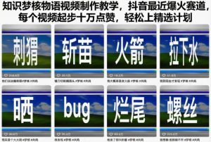 知识梦核物语视频制作教学，抖音最近爆火赛道，每个视频起步十万点赞，轻松上精选计划-第一资源库