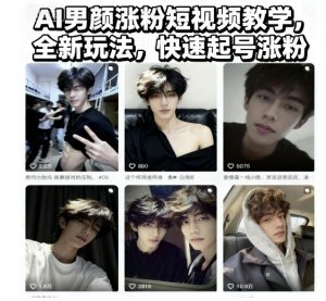 AI男颜涨粉短视频教学，全新玩法，快速起号涨粉-第一资源库