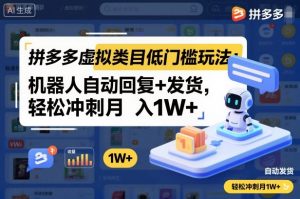 拼多多虚拟类目低门槛玩法:机器人自动回复+发货,轻松冲刺月入1W+-第一资源库