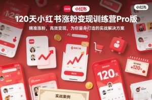 120天小红书涨粉变现训练营Pro版,精准涨粉,高效变现,为你量身打造的实战解决方案-第一资源库