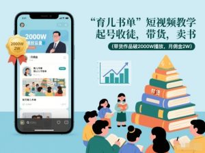 育儿书单短视频教学，起号收徒，带货，卖书（带货作品破2000W播放，月佣金2W）-第一资源库
