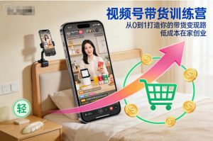 视频号带货训练营,从0到1打造你的带货变现路,低成本在家创业-第一资源库