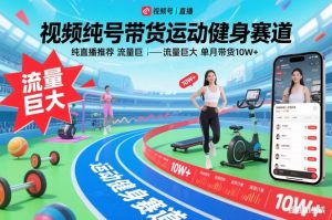 视频号带货运动健身赛道，纯直播推荐，流量巨大，单月带货10W+-第一资源库