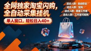 全网独家淘宝闪购，全自动采集，操作简单无脑，单人窗口轻松日入40+【揭秘】-第一资源库