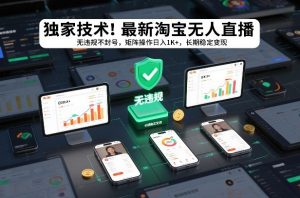 独家技术!最新淘宝无人直播:无违规不封号,矩阵操作日入1K+,长期稳定变现【揭秘】-第一资源库