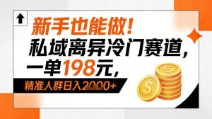 新手也能做！私域离异冷门赛道，一单198，精准人群日入1k+-第一资源库