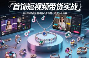 首饰短视频带货实战,从0到1带你跑通抖音小店和图文带货的全流程-第一资源库