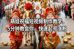 萌娃祝福短视频制作教学,5分钟教会你,快速起号涨粉-第一资源库