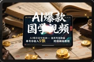 AI爆款国学视频,独家起号方法,小白直接上手,当天可见收益,单号日收入5张+附保姆级教程-第一资源库
