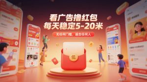 看广告撸红包,每天稳定5-20米,无任何门槛,适合任何人-第一资源库