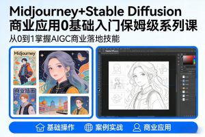 AIGC商业应用Midjourney+Stable Diffusion教程,0基础入门保姆级系列课-第一资源库